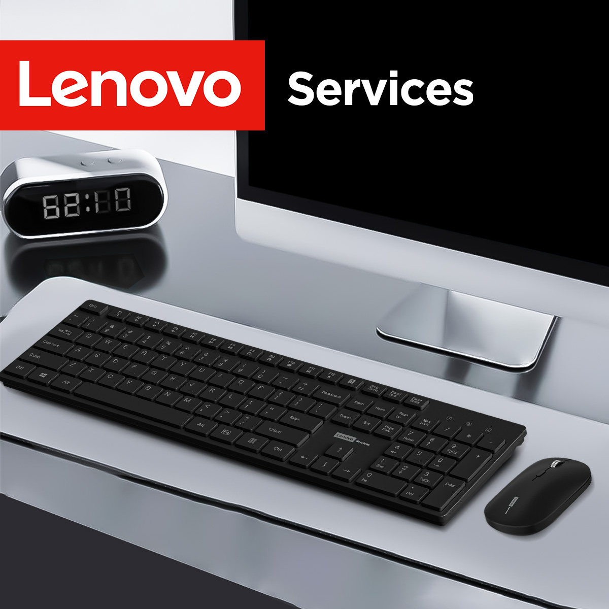Laptop Accessories Combo - เลอโนโว KN220 คอมโบคีย์บอร์ดไร้สาย 2.4G แบบเงียบ ทนทาน