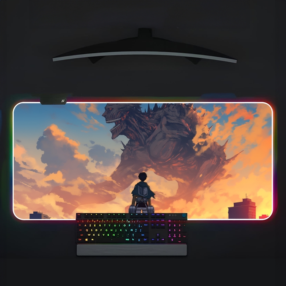 Laptop Accessories Rgb - แผ่นรองเมาส์ Attack On Titan RGB ขนาดใหญ่สำหรับเล่นเกม