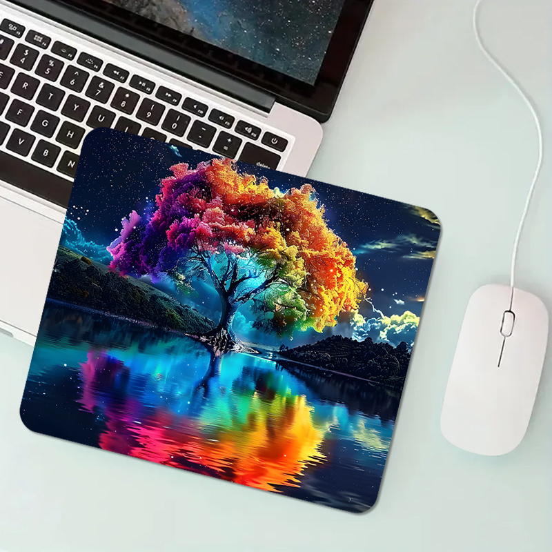 Laptop Accessories Officeworks - ต้นไม้วิเศษสีสันสดใสแผ่นรองเมาส์ขนาดเล็กยางกันลื่นโต๊ะแล็ปท็อปสํานักงานแผ่นนักเล่นเกมอุปกรณ์เสริมพีซีเหมาะสําหรับการทํางานและเล่นเกม