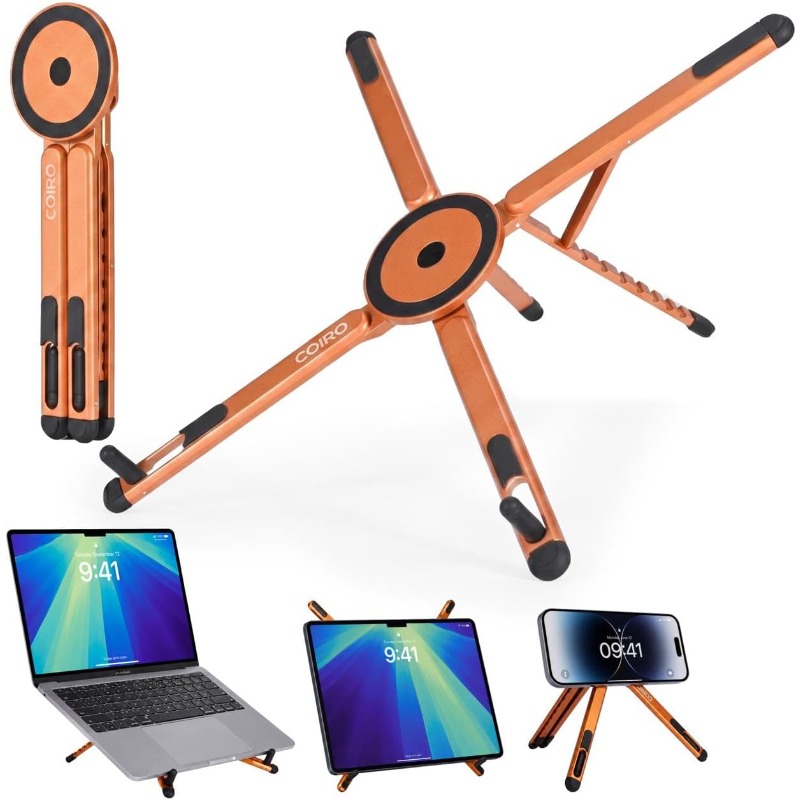 Laptop Stand Riser - ขาตั้งแม่เหล็กพับได้ 3-in-1 สำหรับแล็ปท็อป แท็บเล็ต และโทรศัพท์ ขาตั้งแล็ปท็อปแบบพกพาทำจากอะลูมิเนียม