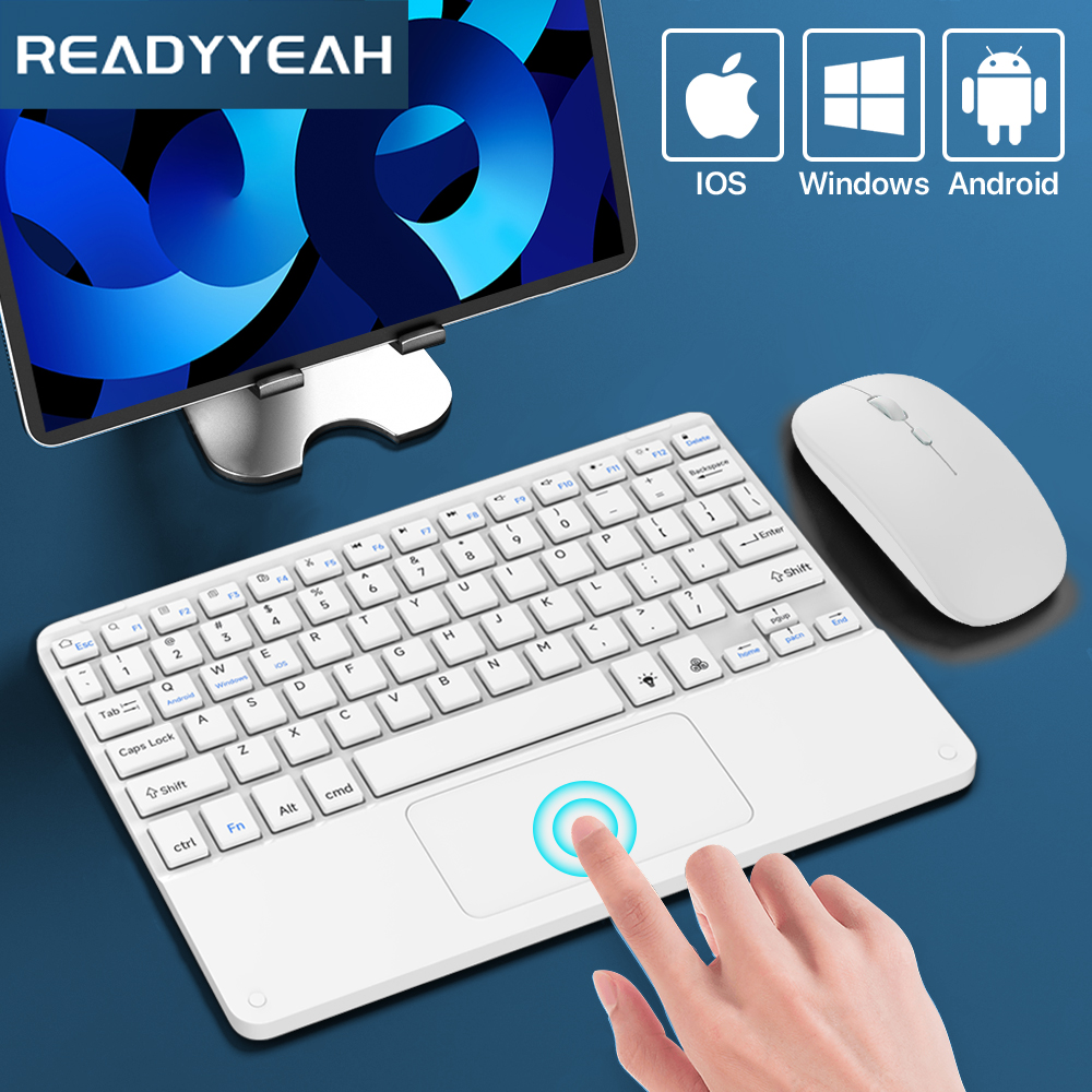 Laptop Accessories Combo - คีย์บอร์ดและเมาส์ไร้สายทัชแพดคีย์บอร์ดบลูทูธคีย์บอร์ดสำหรับ iOS Android Windows แท็บเล็ตมินิแบบพกพาแบบบางพิเศษสำหรับ iPad