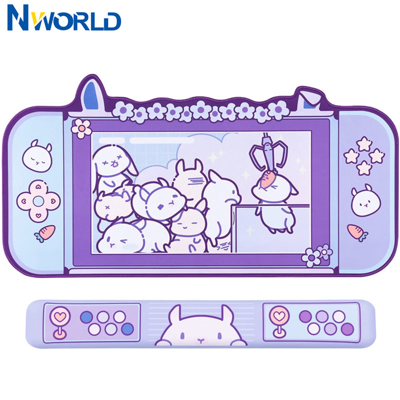 Laptop Accessories Pink - ขนาดใหญ่ Kawaii เมาส์สำหรับเล่นเกมส์ Pad น่ารักสีชมพูสีม่วงซากุระกระต่าย Pad