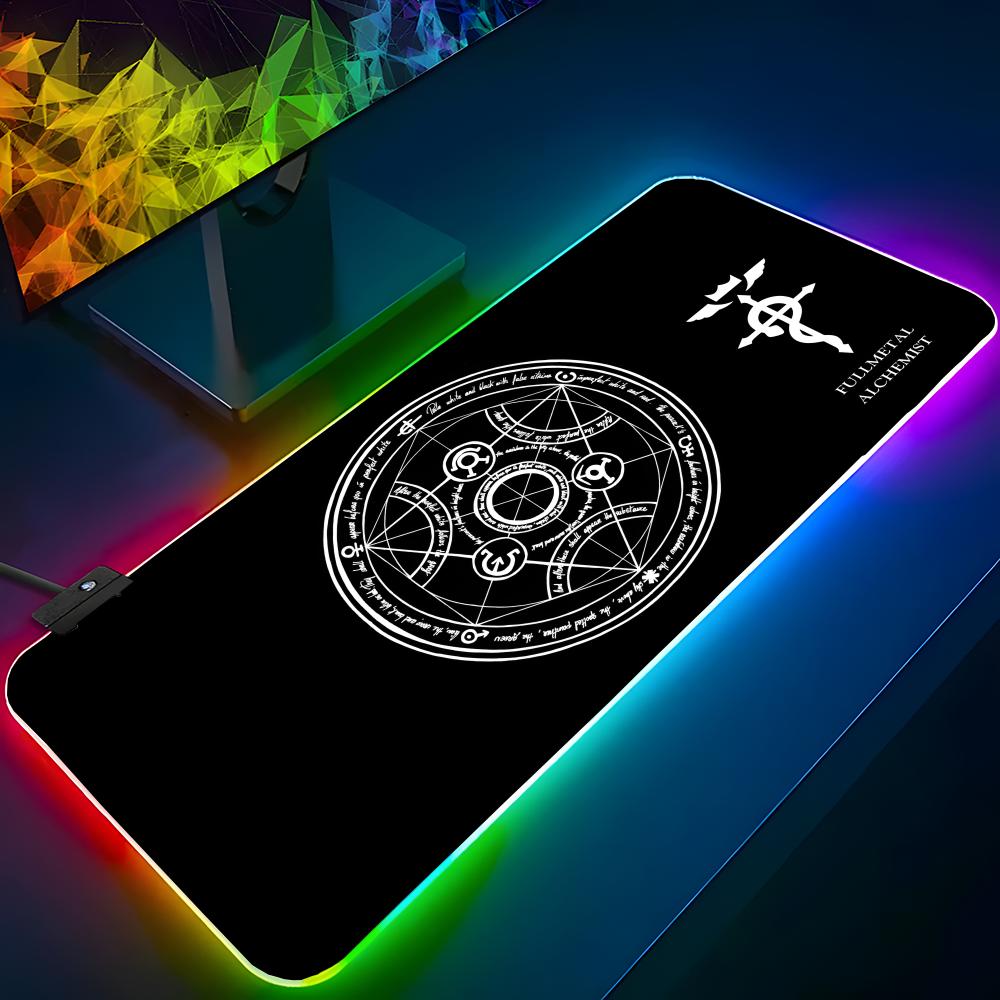 Laptop Accessories Rgb - แผ่นรองเมาส์ฟูลเมทัลอัลเคมิสต์ RGB แบ็คไลท์แผ่นรองเมาส์แล็ปท็อปแผ่นรองเมาส์แล็ปท็อปเกมเมอร์โต๊ะคอมพิวเตอร์อุปกรณ์เสริมสำหรับเล่นเกม