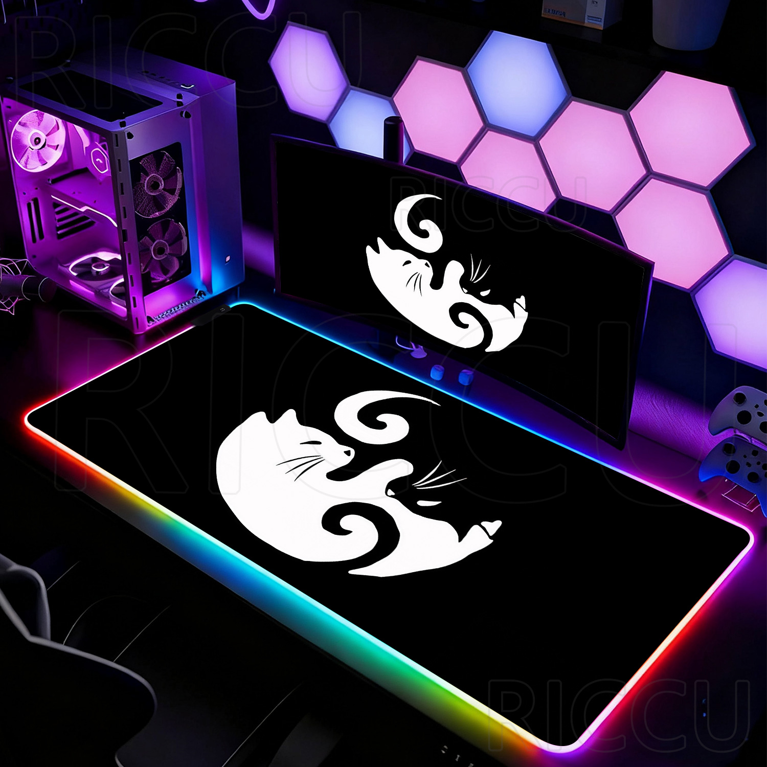 RGB HD สีดำและสีขาวแมวน่ารักแผ - Laptop Accessories Rgb บทวิจารณ์และราคา