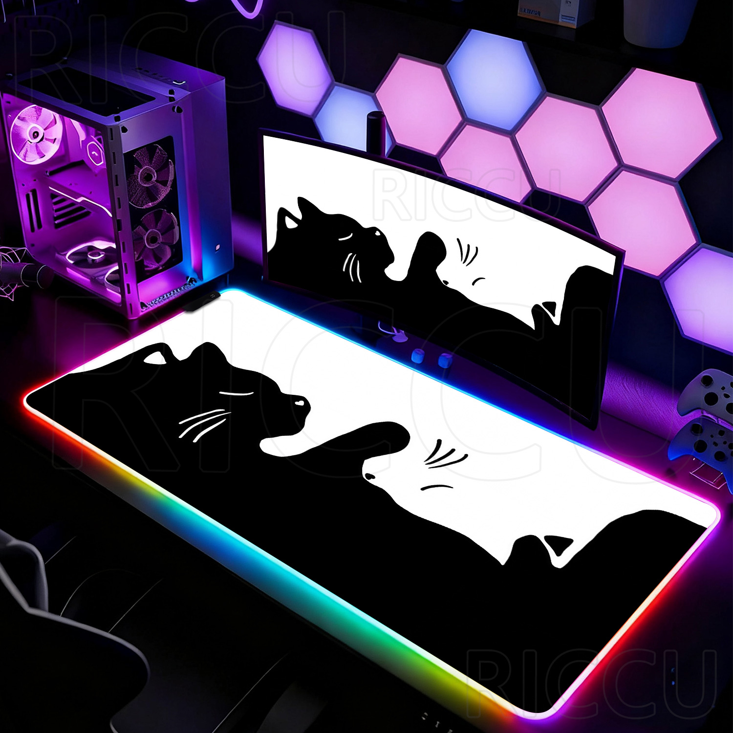 RGB HD สีดำและสีขาวแมวน่ารักแผ - Laptop Accessories Rgb บทวิจารณ์และราคา