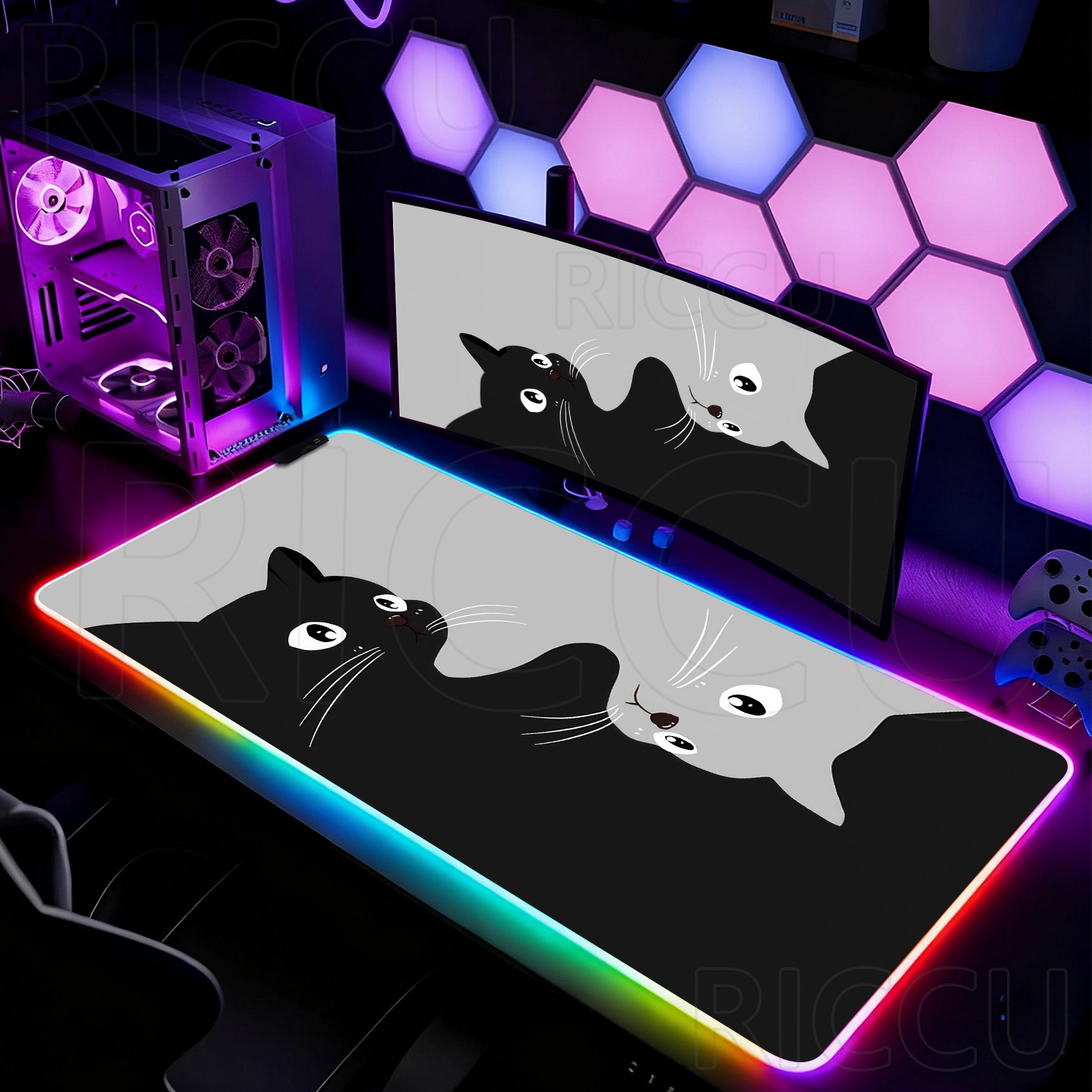 RGB HD สีดำและสีขาวแมวน่ารักแผ - Laptop Accessories Rgb บทวิจารณ์และราคา