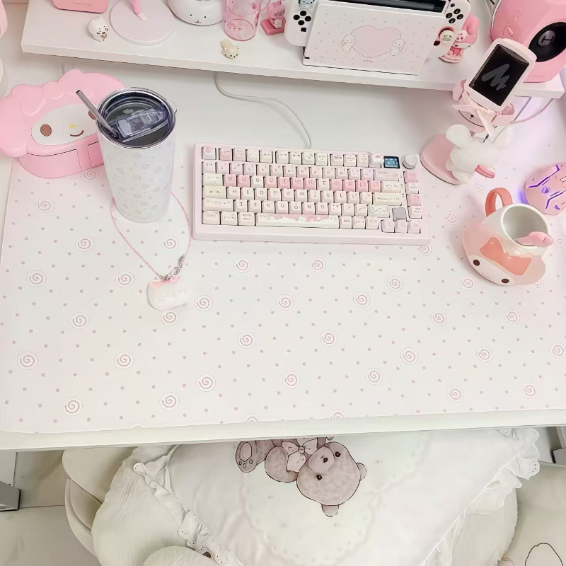 แผ่นรองเมาส์หนัง PU ลายจุดสีชม - Laptop Accessories Pink บทวิจารณ์และราคา