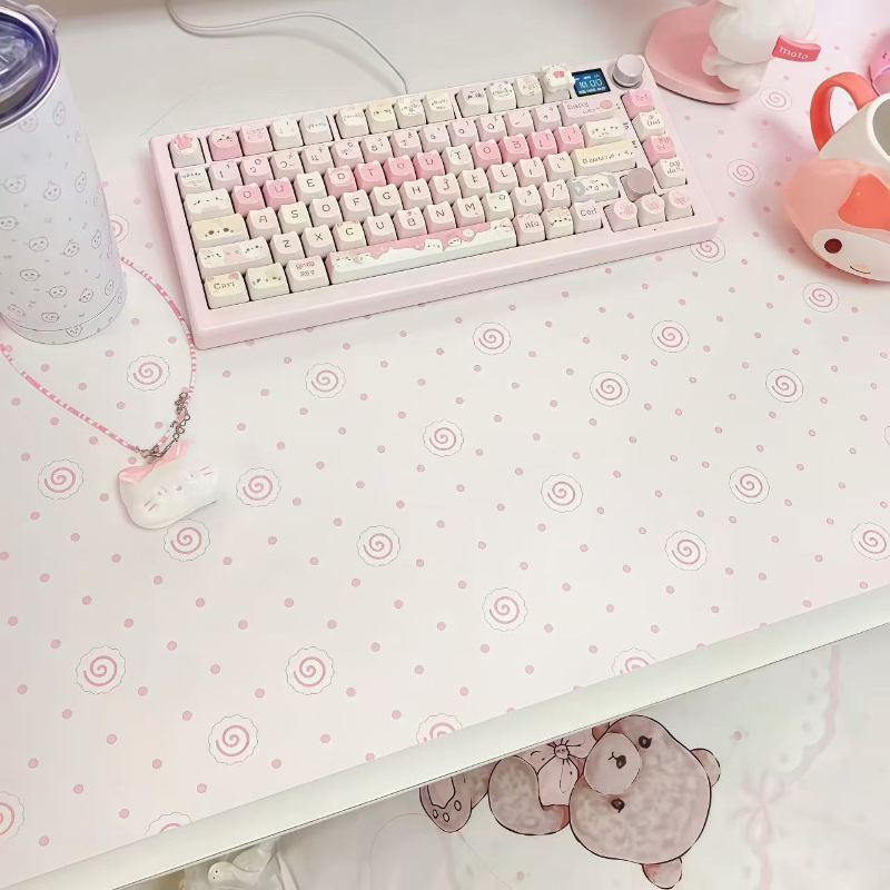 แผ่นรองเมาส์หนัง PU ลายจุดสีชม - Laptop Accessories Pink บทวิจารณ์และราคา