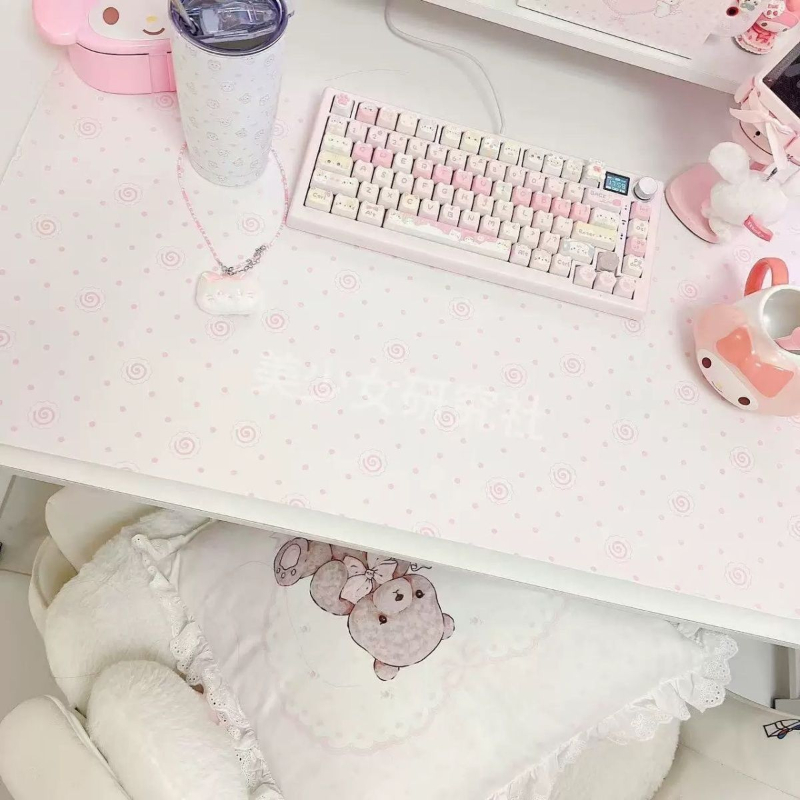 แผ่นรองเมาส์หนัง PU ลายจุดสีชม - Laptop Accessories Pink บทวิจารณ์และราคา